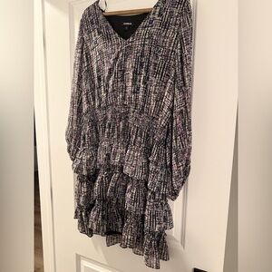 Express Black and Pink Long Sleeve Dress